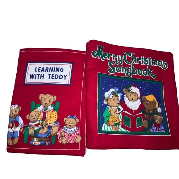 Children's Cloth / Fabric Books-  Set of 2 Christmas Songbook & Learning with Te - Picture 1 of 7